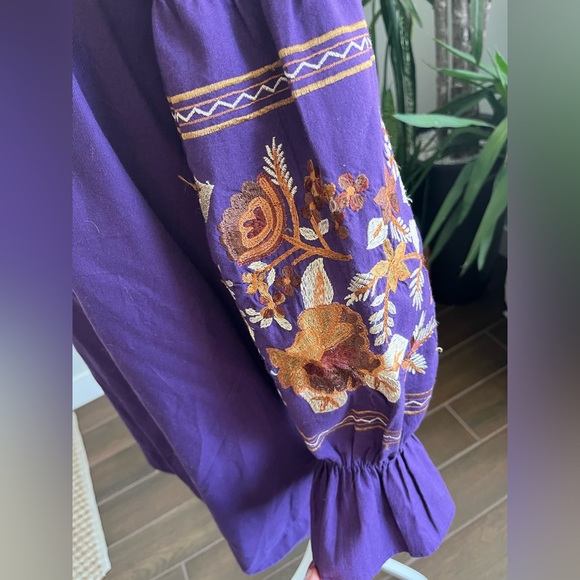 Free people fleur du jour long sleeve embroidered shirt dress with pockets - Picture 9 of 11